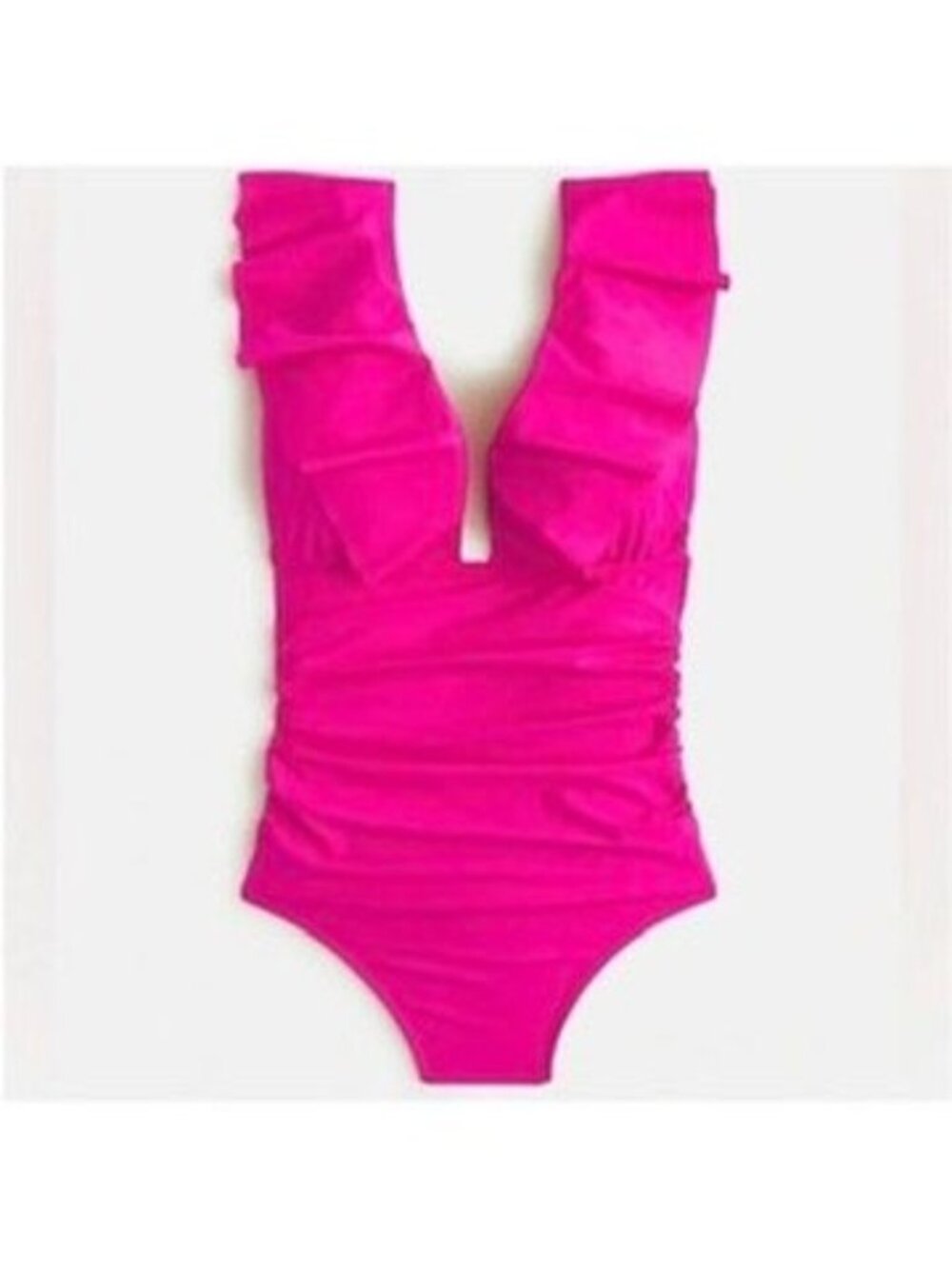 J.Crew Womens Ruched Ruffle One-Piece Swimsuit Pink Size 8 NWT